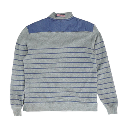 Gray Striped 1/4 Zip Pullover