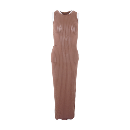 Brown Striped Maxi Dress