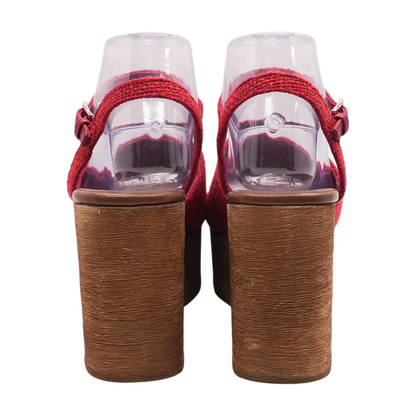 Red Wedged Sandals