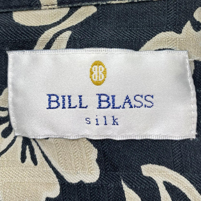 Vintage 100% Silk Black Tropical Short Sleeve Button Down