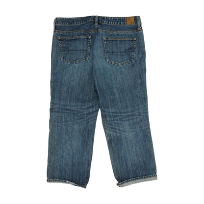 Navy Solid Denim Capris