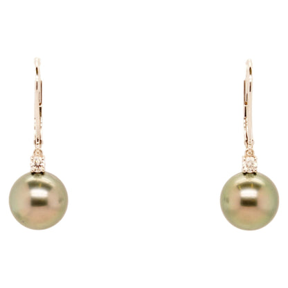 18K White Gold Classic Elegance Black South Sea Cultured Pearl Drop Earrings