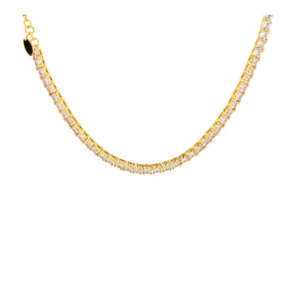 Anik 18K Gold Plated Over Brass Half Tennis Necklace W/ Swarovski Stones