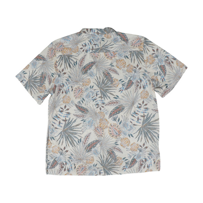 White Tropical Short Sleeve Button Down