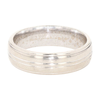 14K White Gold Grooved Plain Band