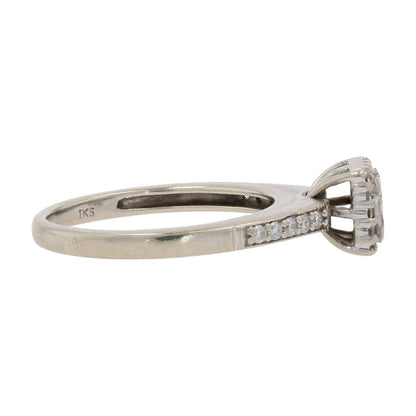 1/5 Ct 10K White Gold Princess Cut Diamond Cluster Engagement Ring