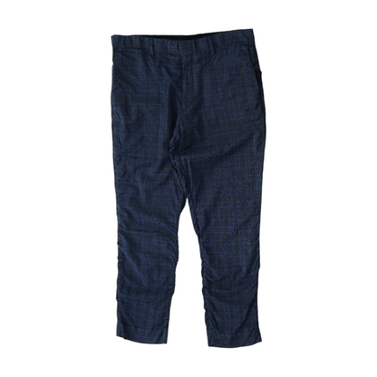 Navy Plaid Slim Pants