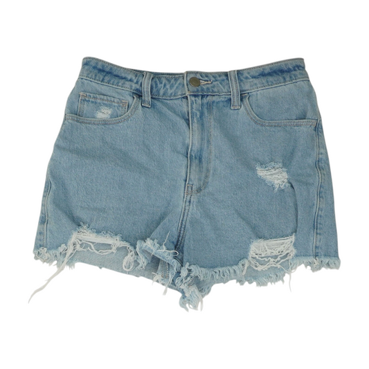 Blue Solid Denim Shorts
