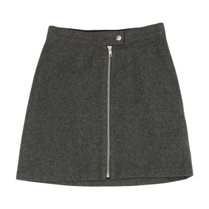 Gray Solid Mini Skirt