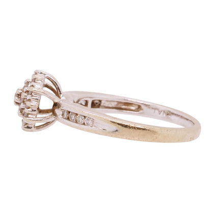 14K White Gold Round Diamond Cluster Engagement Ring