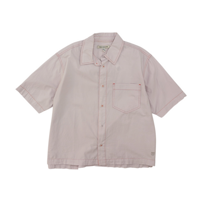 Pink Solid Short Sleeve Button Down