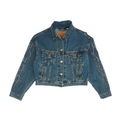 Blue Solid Denim Jacket