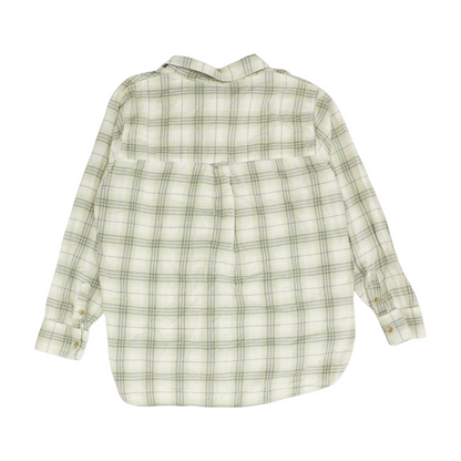 Beige Plaid Flannel Button Down