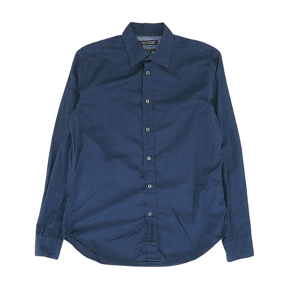 Navy Polka Dot Long Sleeve Button Down