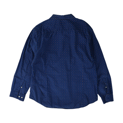 Navy Geometric Long Sleeve Button Down