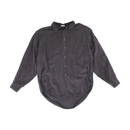 Brown Solid Long Sleeve Button Down