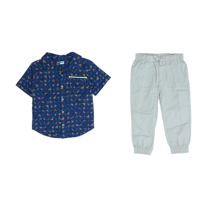 Navy Abstract Short Sleeve Set