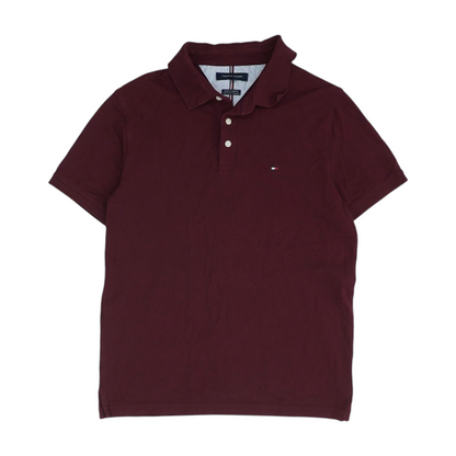 Maroon Solid Short Sleeve Polo