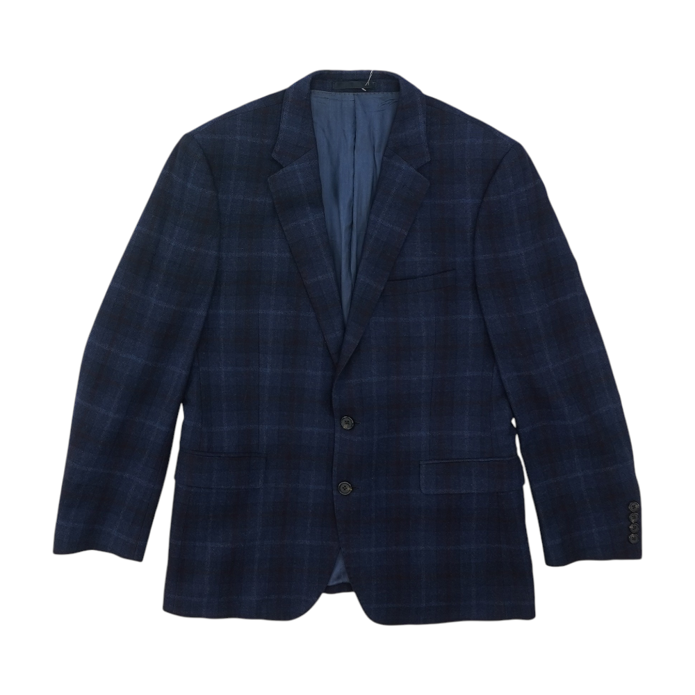 Navy Short Plaid Sport Coat