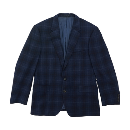 Navy Short Plaid Sport Coat