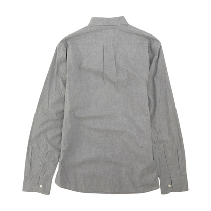 Blue Solid Long Sleeve Button Down