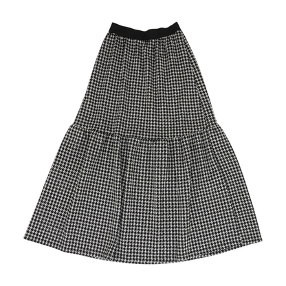 Black Houndstooth Midi Skirt