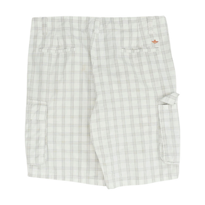 White Plaid 5-Pocket Shorts