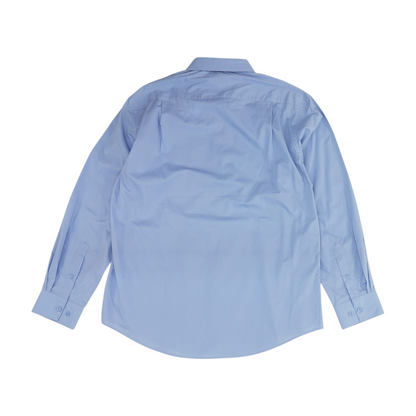Blue Solid Long Sleeve Button Down