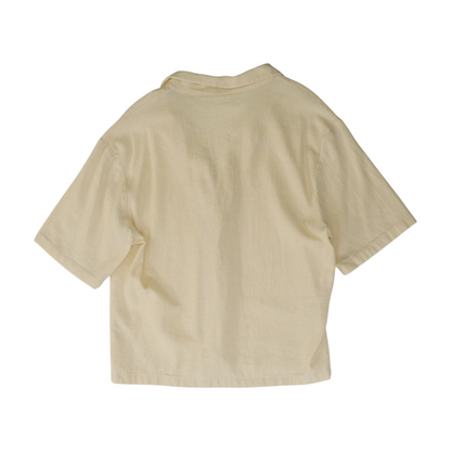 Ivory Solid Short Sleeve Button Down