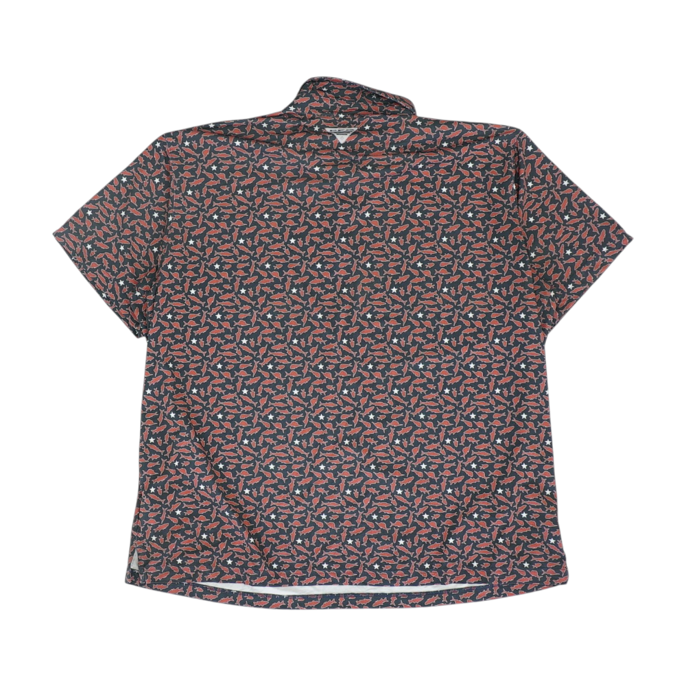 Black Print Short Sleeve Polo