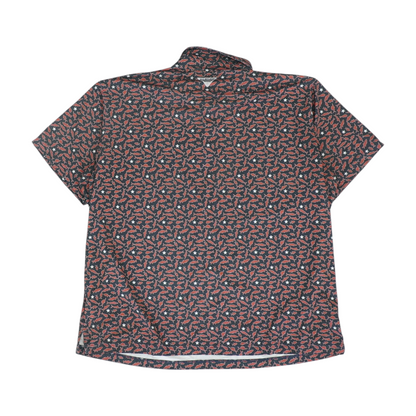 Black Print Short Sleeve Polo