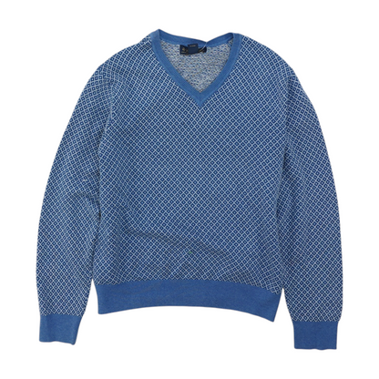 Blue Geometric Pullover Sweater