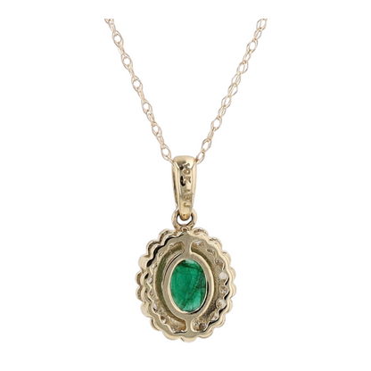 1/2 ctw 10K Yellow Gold Emerald Pendant Necklace