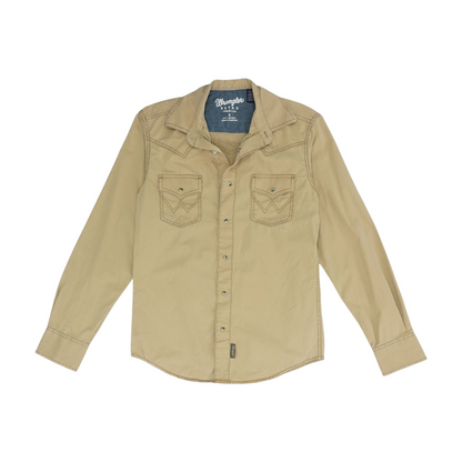 Tan Solid Long Sleeve Button Down