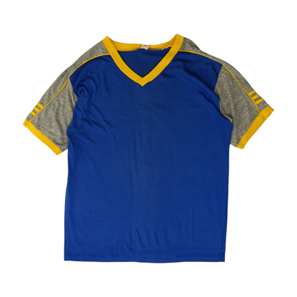 Vintage Blue Color Block T-Shirt