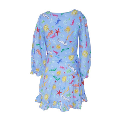 Blue Graphic Mini Dress