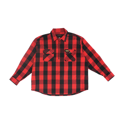 Red Check 1/4 Zip Pullover