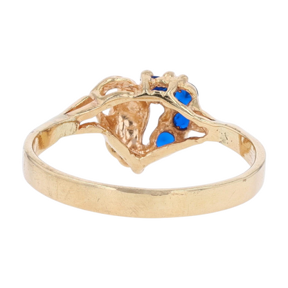 14K Yellow Gold Blue Stone Fashion Ring