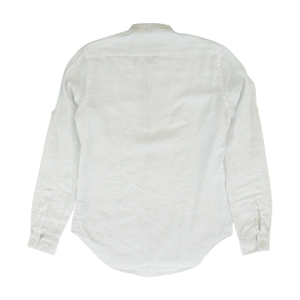 White Solid Long Sleeve Button Down