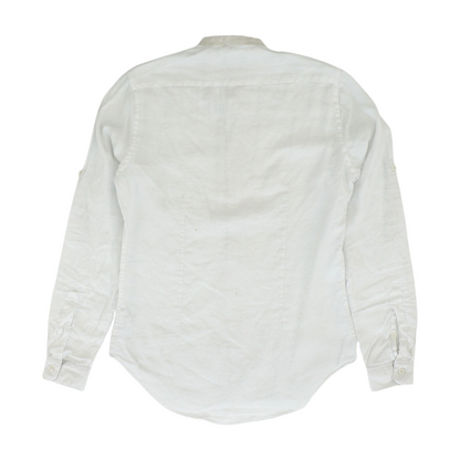 White Solid Long Sleeve Button Down