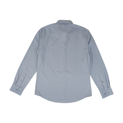 Blue Solid Long Sleeve Button Down