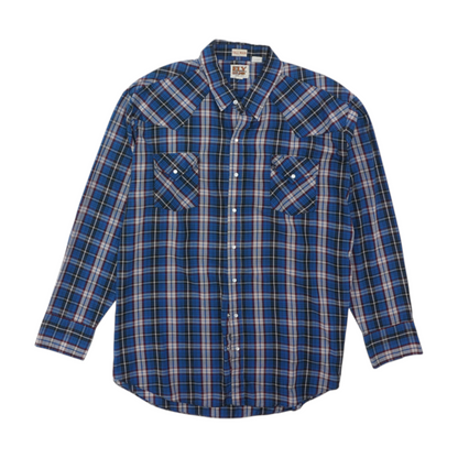 Blue Tall Plaid Long Sleeve Button Down