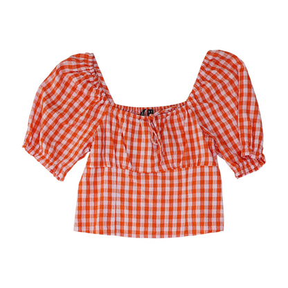 Orange Check Blouse