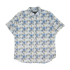 Blue Graphic Short Sleeve Button Down
