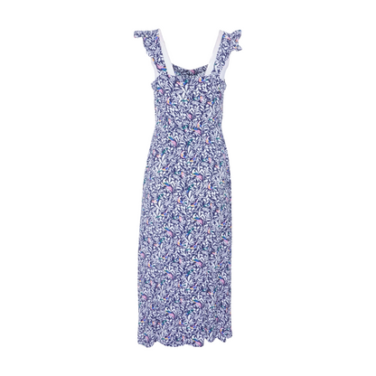 Navy Print Midi Dress