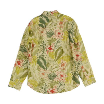 Green Floral Long Sleeve Button Down
