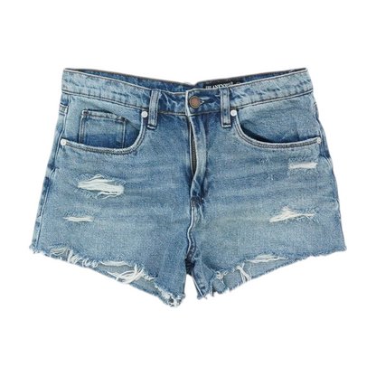 Blue Solid Denim Shorts