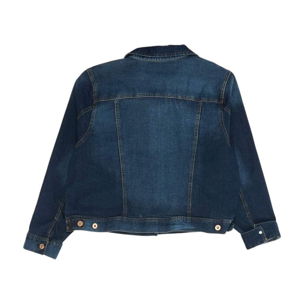 Navy Plus Size Solid Denim Jacket