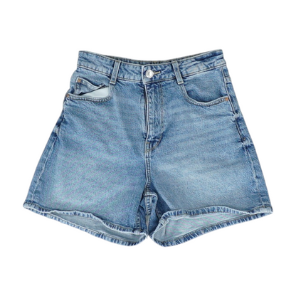 Blue Solid Denim Shorts