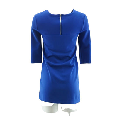 Blue Solid Midi Dress